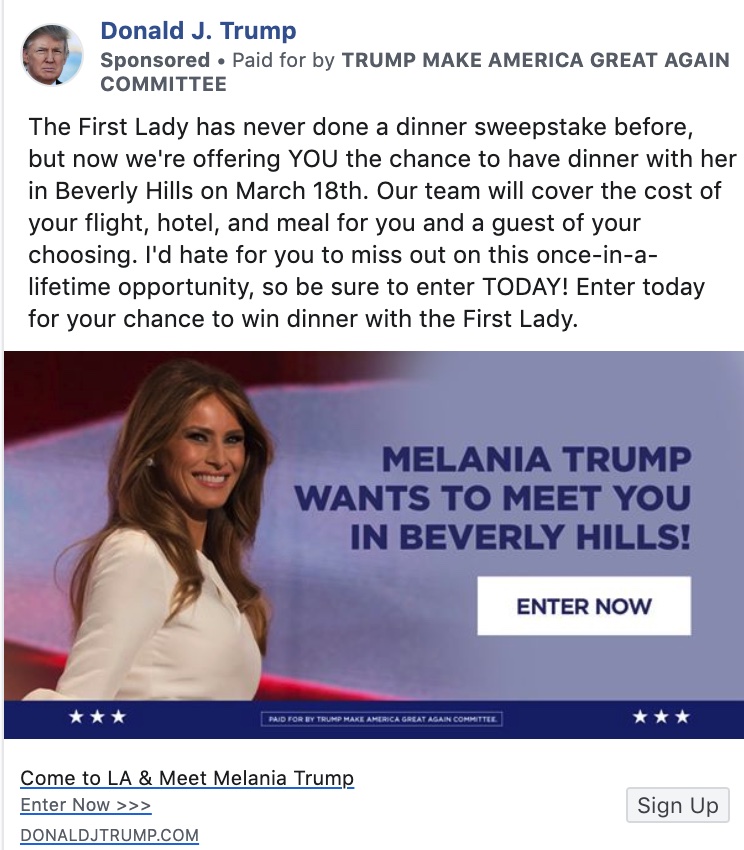 Come to LA & Meet Melania Trump – President Ads